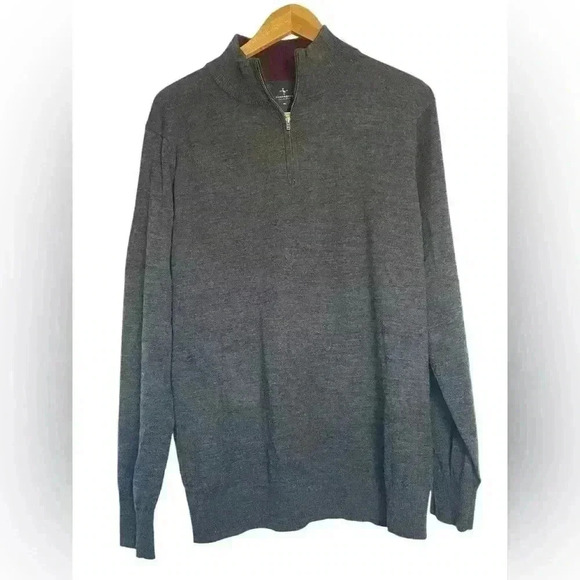 TailorByrd 1/4 Zip 100% Marino Wool Gray Men’s Sweater Size XL Classic Pullover - Picture 1 of 11